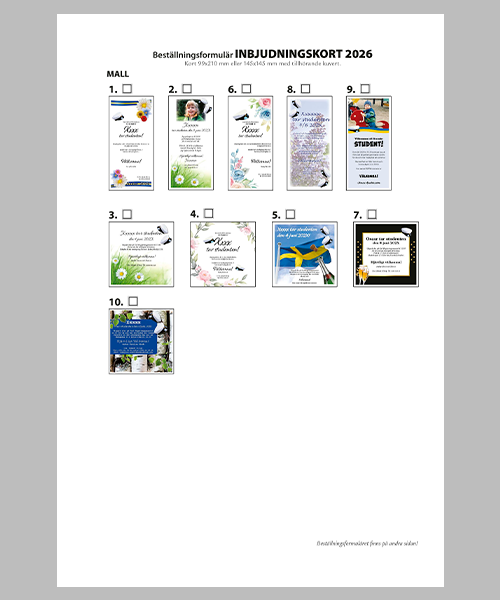 Studentinbjdn beställningsformulär